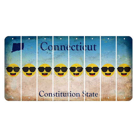 Connecticut Constitution State Cut License Plate Strips (Set of 8) Emoji - Shades