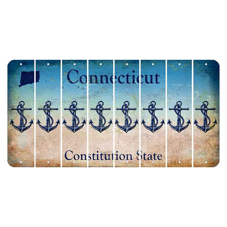 Connecticut Constitution State Cut License Plate Strips (Set of 8) Boat Anchor