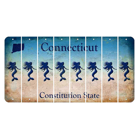 Connecticut Constitution State Cut License Plate Strips (Set of 8) Mermaid