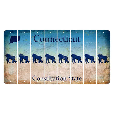 Connecticut Constitution State Cut License Plate Strips (Set of 8) Gorilla