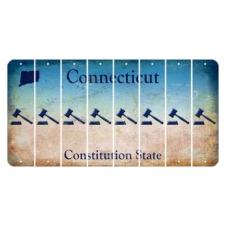 Connecticut Constitution State Cut License Plate Strips (Set of 8) Gavel