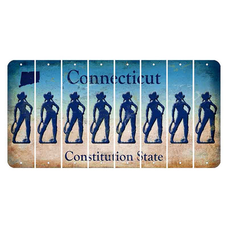 Connecticut Constitution State Cut License Plate Strips (Set of 8) Cowgirl