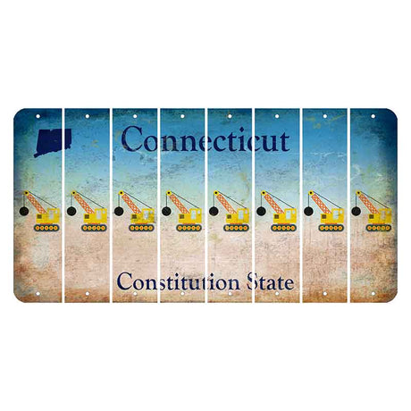 Connecticut Constitution State Cut License Plate Strips (Set of 8) Wrecking Ball Crane