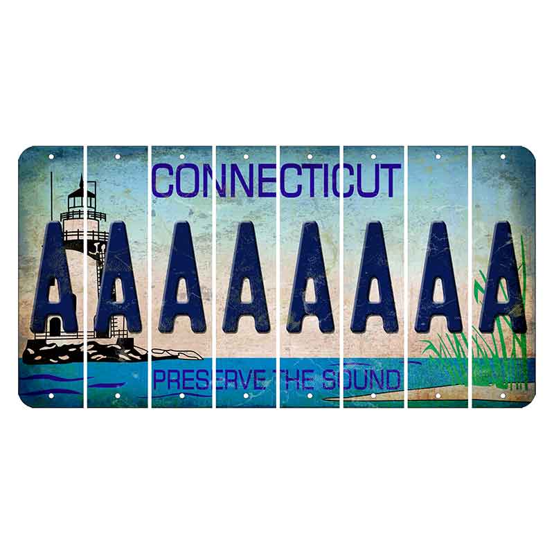 Connecticut Preserve the Sound Cut License Plate Strips (Set of 8) A