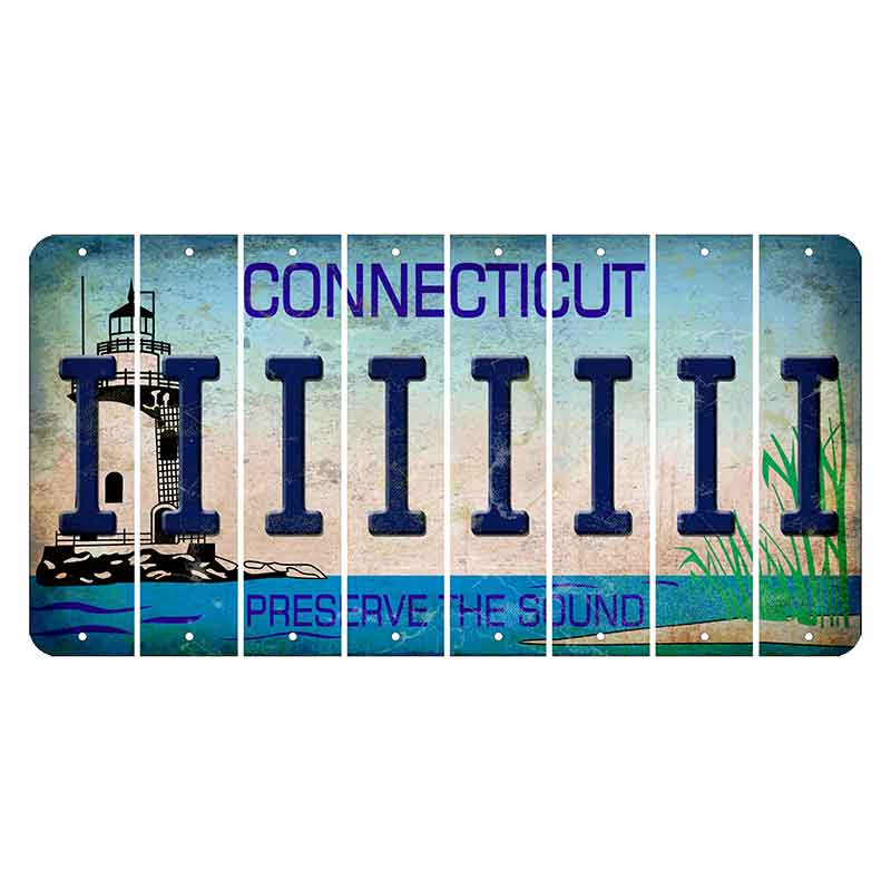 Connecticut Preserve the Sound Cut License Plate Strips (Set of 8) I