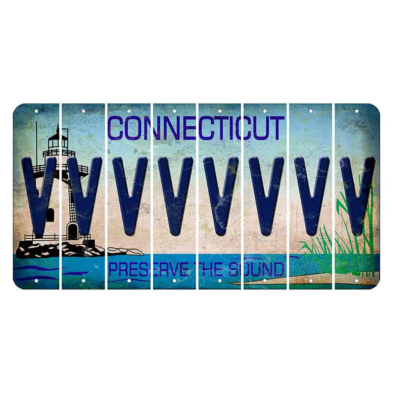 Connecticut Preserve the Sound Cut License Plate Strips (Set of 8) V
