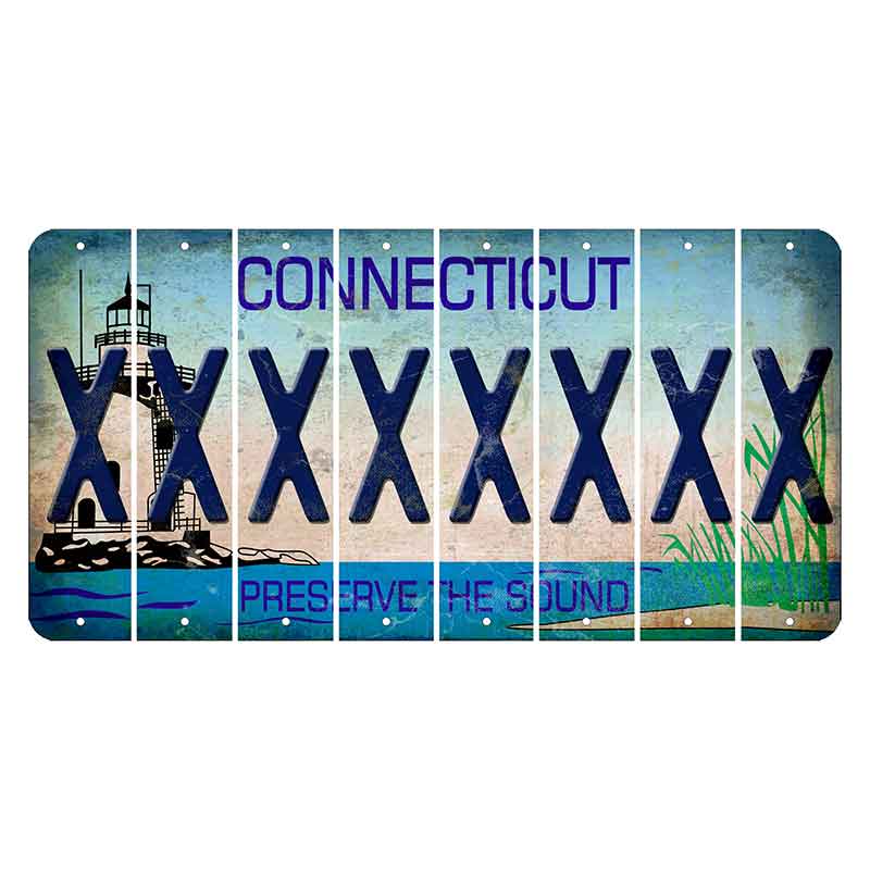 Connecticut Preserve the Sound Cut License Plate Strips (Set of 8) X