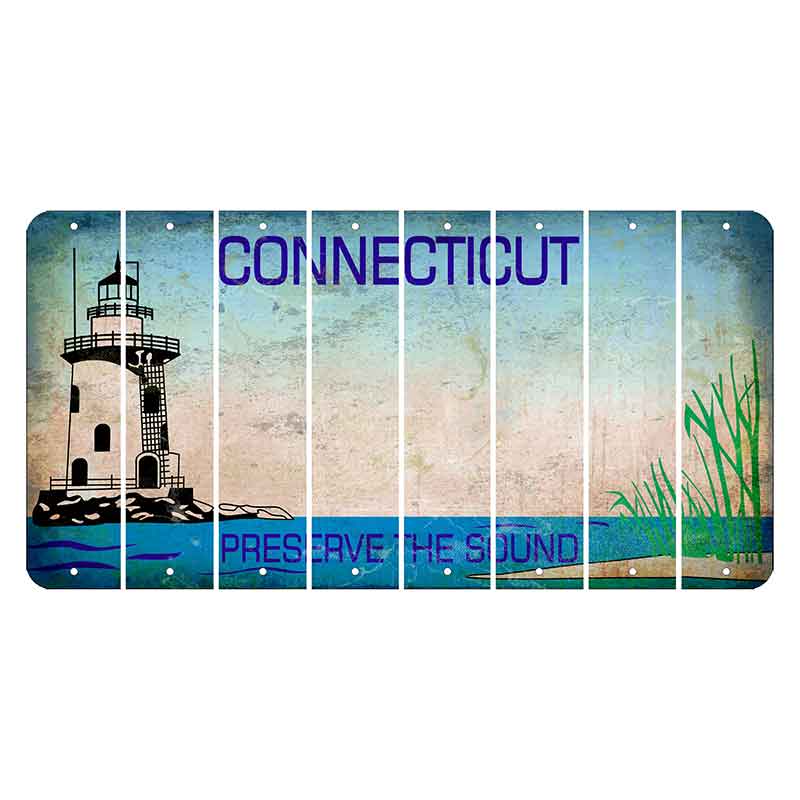 Connecticut Preserve the Sound Cut License Plate Strips (Set of 8) Blank