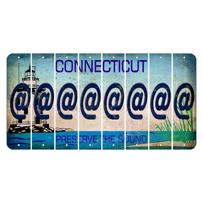 Connecticut Preserve the Sound Cut License Plate Strips (Set of 8) At Sign