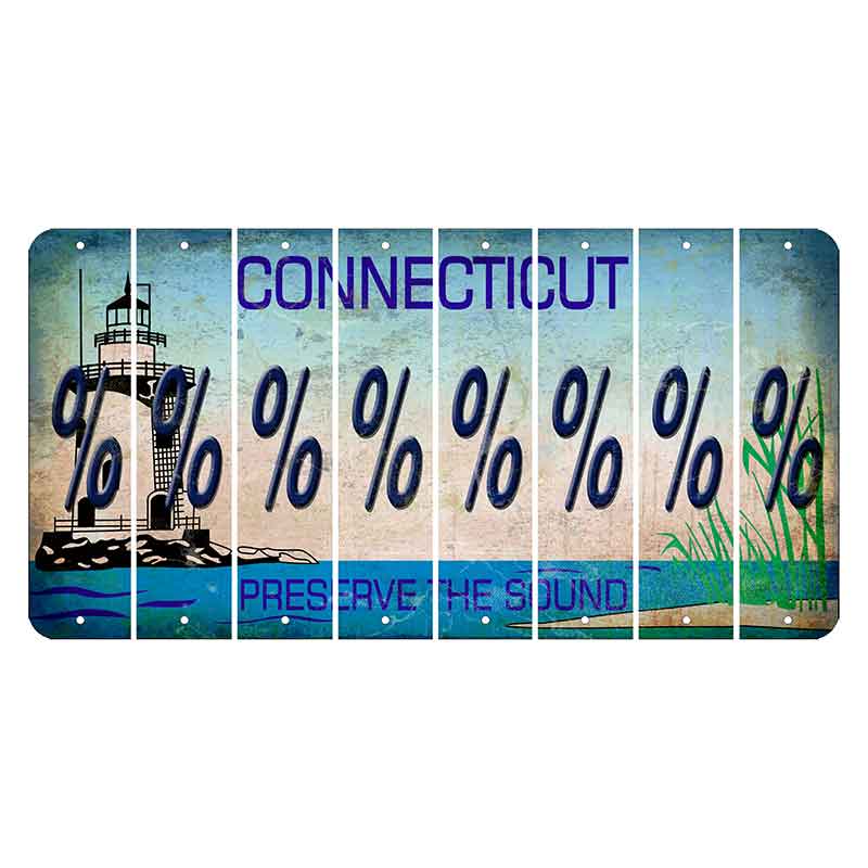 Connecticut Preserve the Sound Cut License Plate Strips (Set of 8) Percent Sign