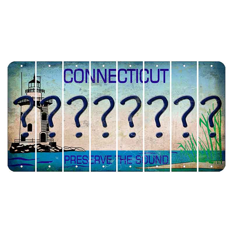 Connecticut Preserve the Sound Cut License Plate Strips (Set of 8) Question Mark