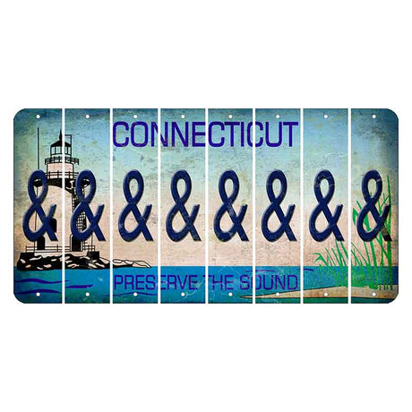 Connecticut Preserve the Sound Cut License Plate Strips (Set of 8) And Sign