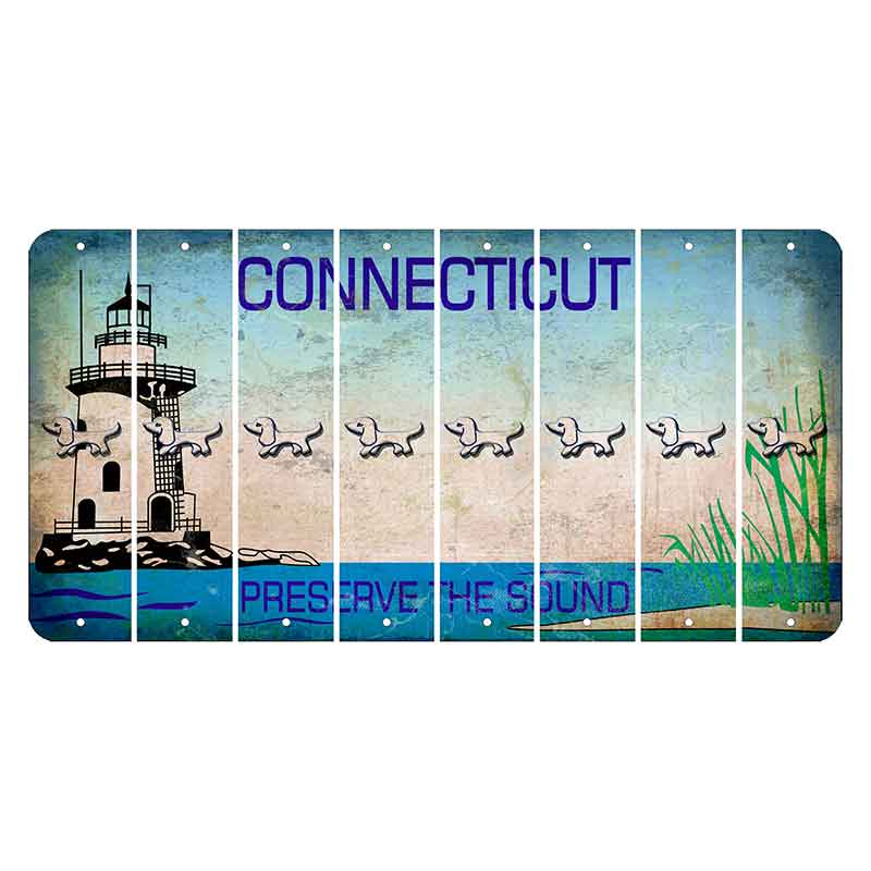 Connecticut Preserve the Sound Cut License Plate Strips (Set of 8) Dog