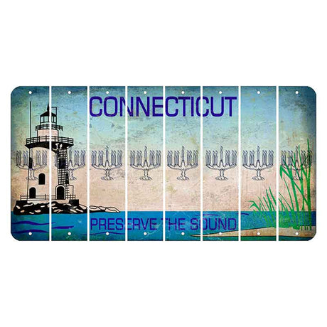 Connecticut Preserve the Sound Cut License Plate Strips (Set of 8) Menorah