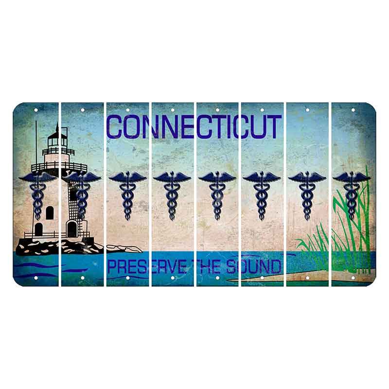 Connecticut Preserve the Sound Cut License Plate Strips (Set of 8) Caduceus