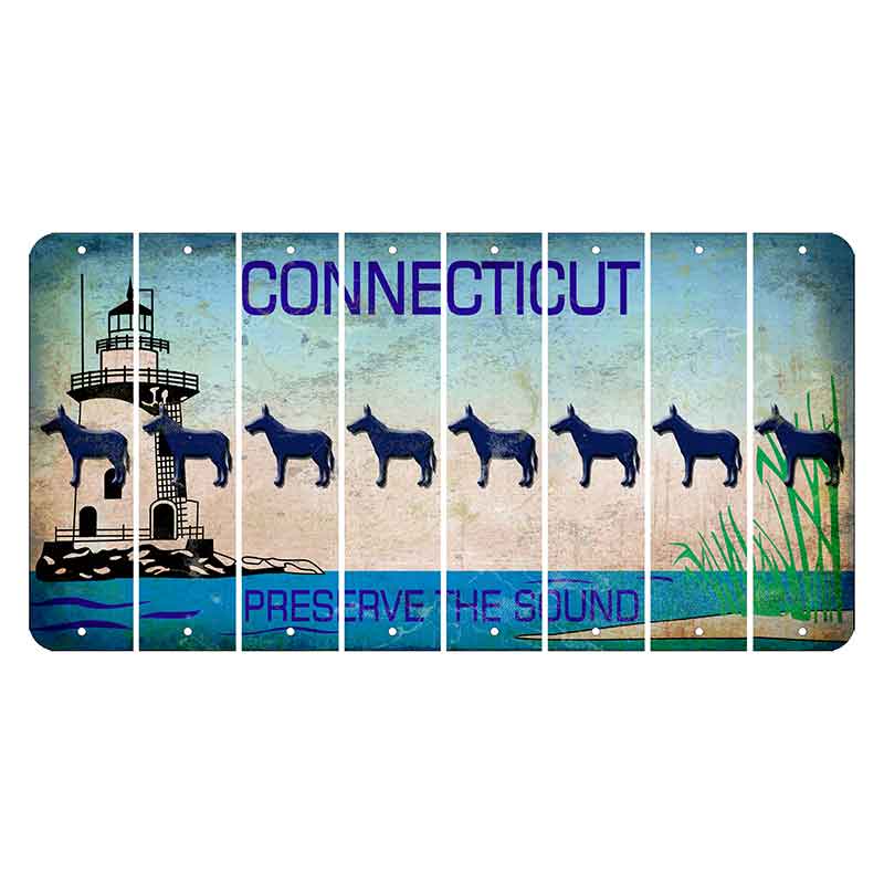 Connecticut Preserve the Sound Cut License Plate Strips (Set of 8) Donkey