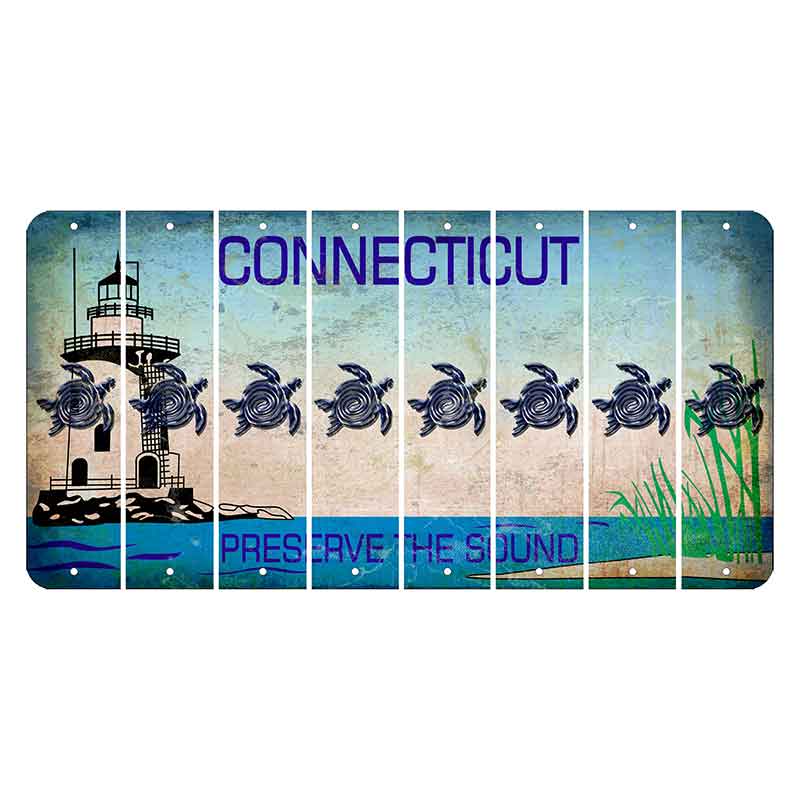 Connecticut Preserve the Sound Cut License Plate Strips (Set of 8) Sea Turtle