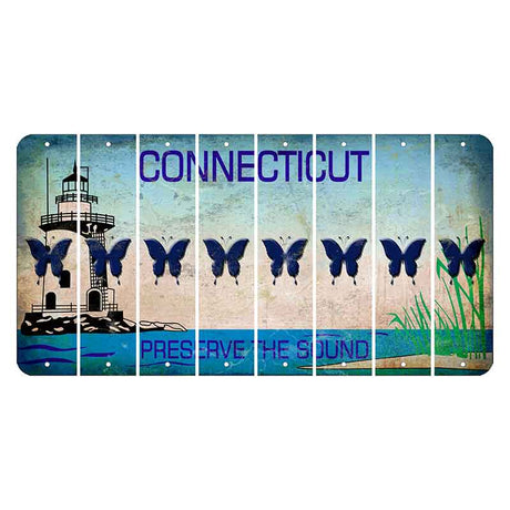 Connecticut Preserve the Sound Cut License Plate Strips (Set of 8) Butterfly