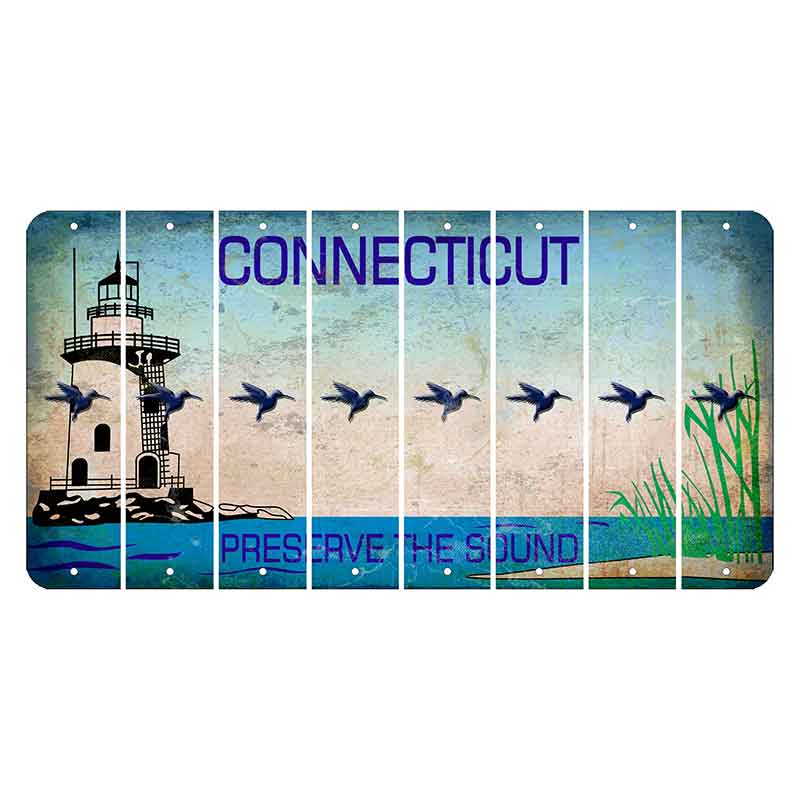 Connecticut Preserve the Sound Cut License Plate Strips (Set of 8) Hummingbird