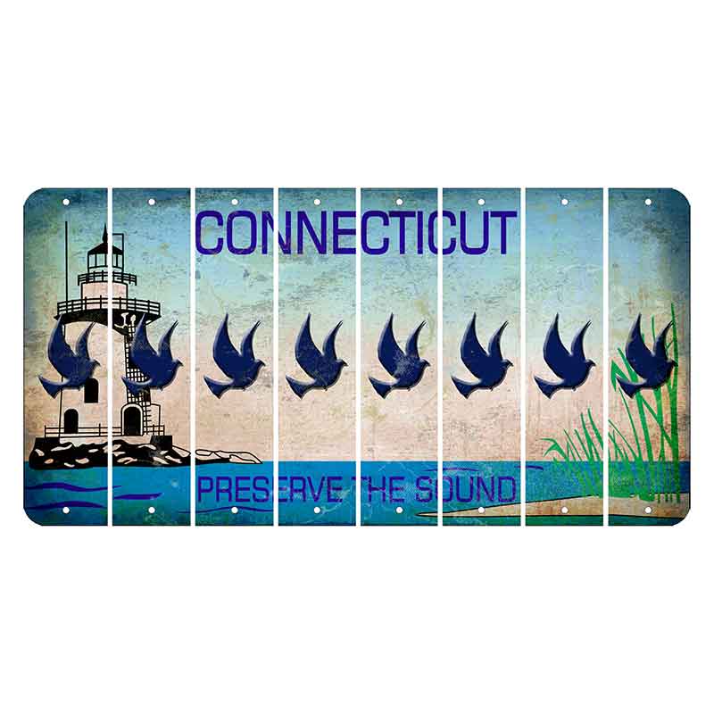 Connecticut Preserve the Sound Cut License Plate Strips (Set of 8) Dove