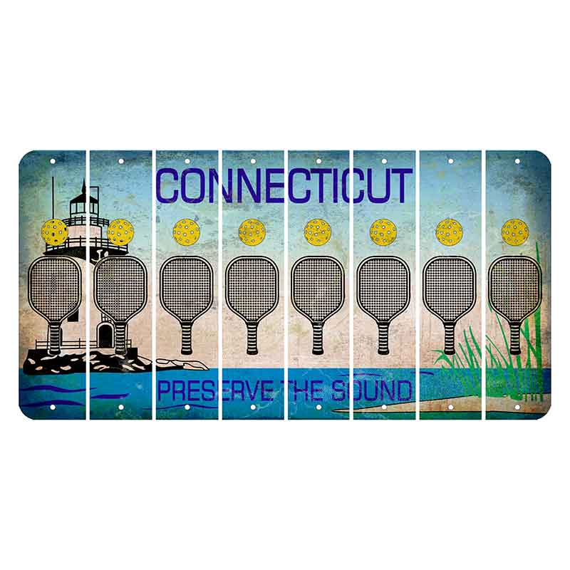 Connecticut Preserve the Sound Cut License Plate Strips (Set of 8) Pickleball