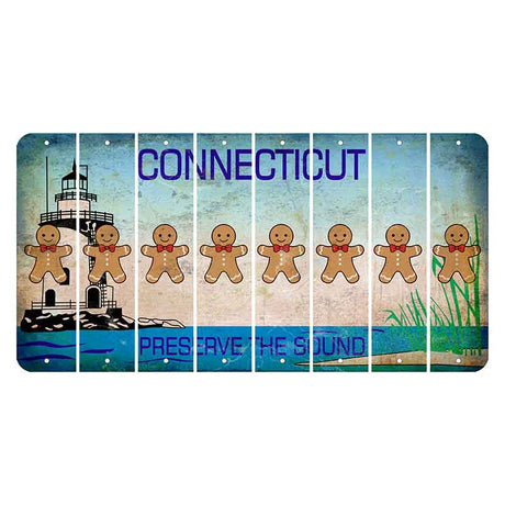 Connecticut Preserve the Sound Cut License Plate Strips (Set of 8) Gingerbread Man