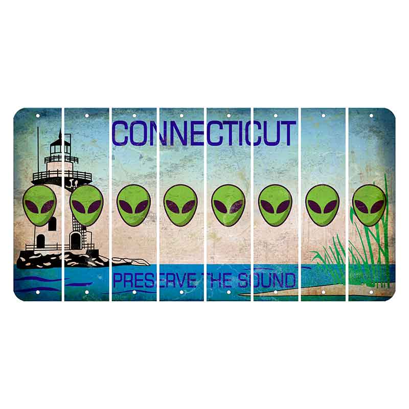 Connecticut Preserve the Sound Cut License Plate Strips (Set of 8) Alien