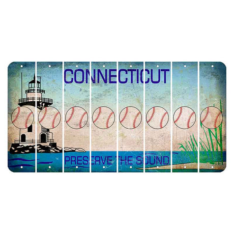 Connecticut Preserve the Sound Cut License Plate Strips (Set of 8) Baseball