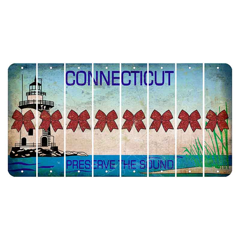 Connecticut Preserve the Sound Cut License Plate Strips (Set of 8) Cheer Bow