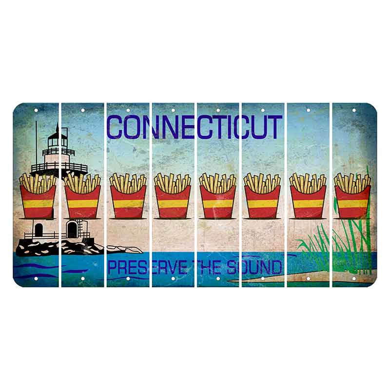 Connecticut Preserve the Sound Cut License Plate Strips (Set of 8) French Fries