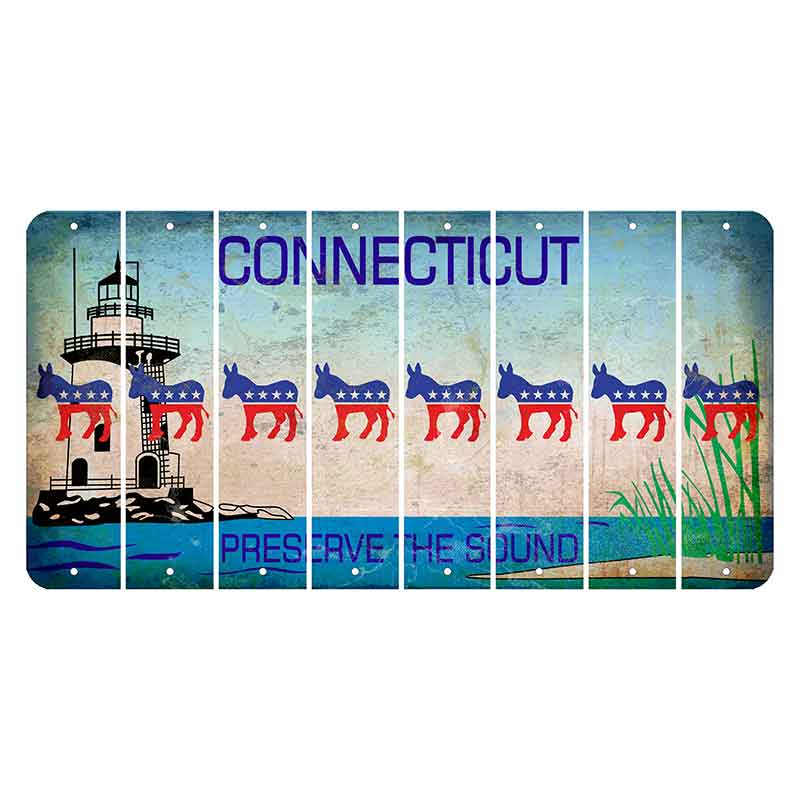 Connecticut Preserve the Sound Cut License Plate Strips (Set of 8) Democrat