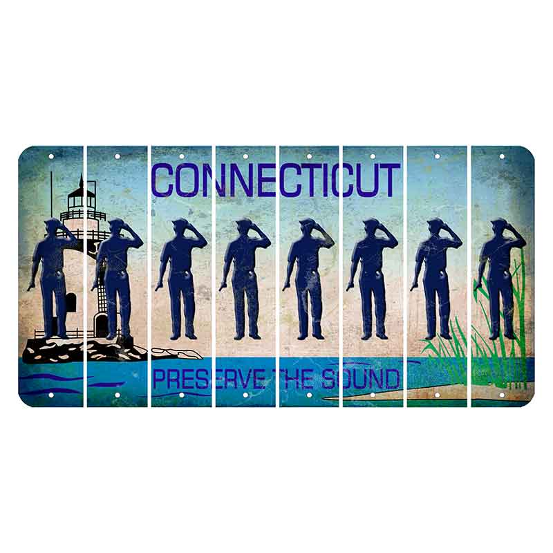 Connecticut Preserve the Sound Cut License Plate Strips (Set of 8) Police Officer
