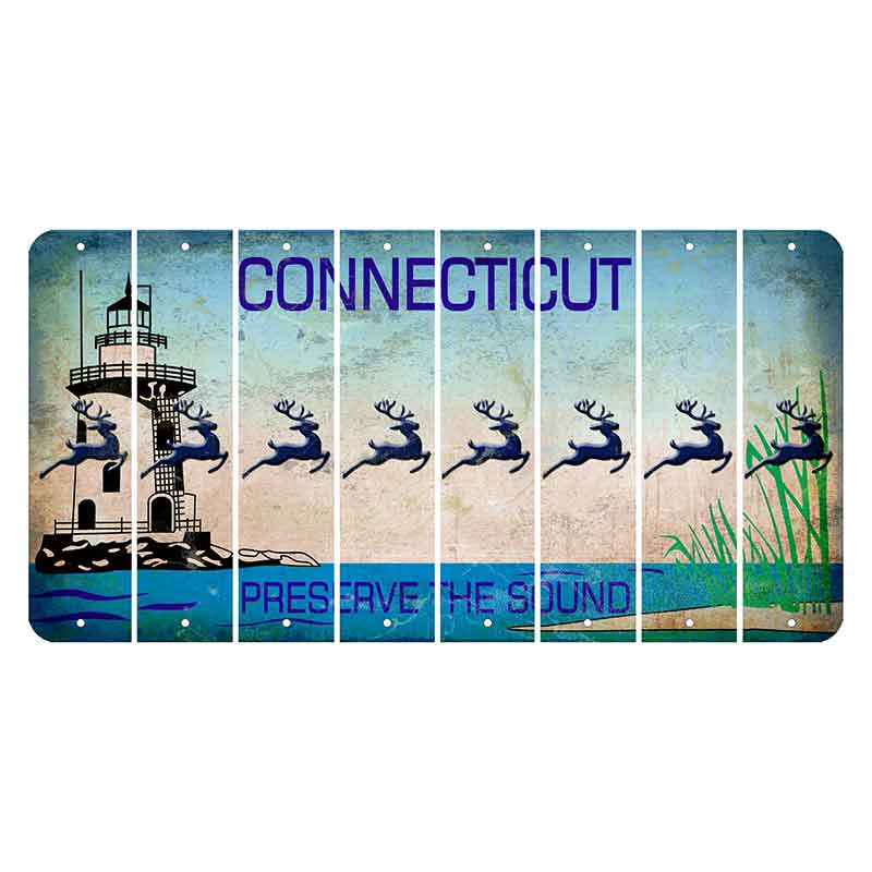 Connecticut Preserve the Sound Cut License Plate Strips (Set of 8) Reindeer