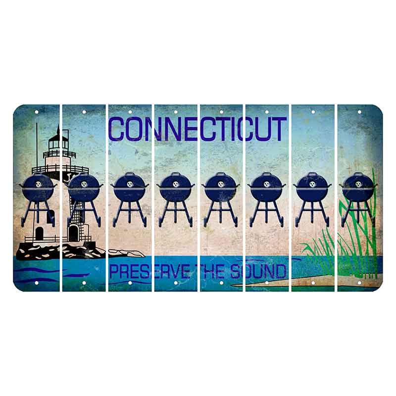 Connecticut Preserve the Sound Cut License Plate Strips (Set of 8) Grill