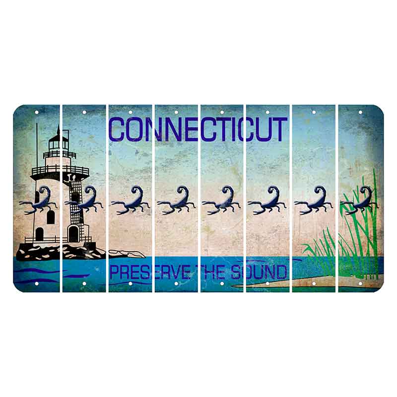 Connecticut Preserve the Sound Cut License Plate Strips (Set of 8) Scorpion