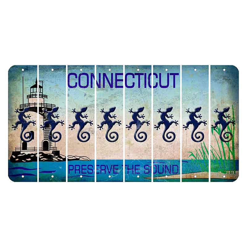 Connecticut Preserve the Sound Cut License Plate Strips (Set of 8) Gecko