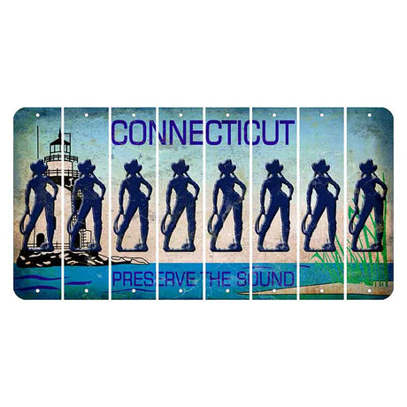 Connecticut Preserve the Sound Cut License Plate Strips (Set of 8) Cowgirl