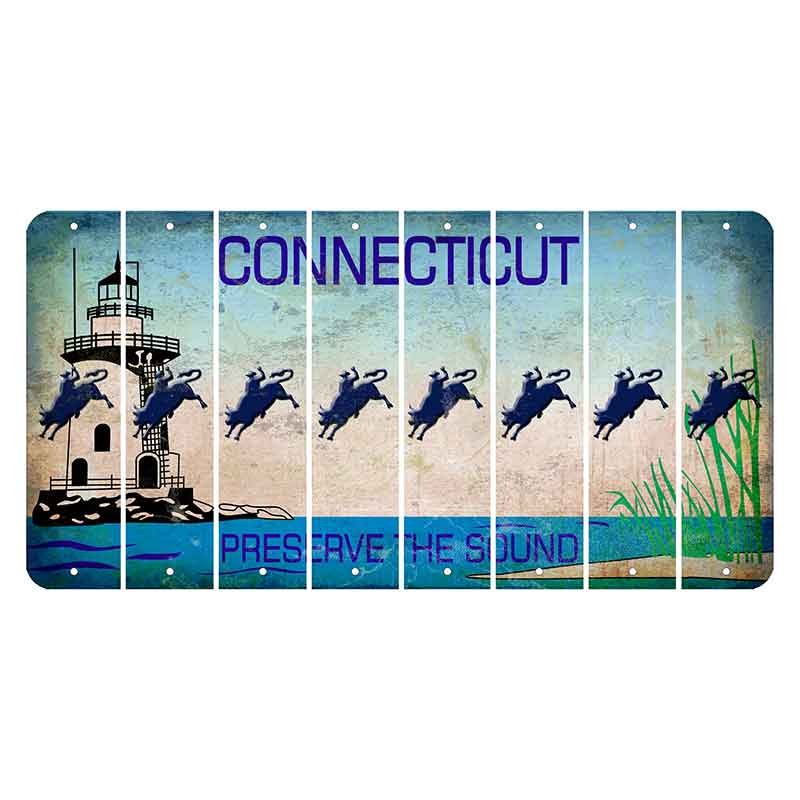 Connecticut Preserve the Sound Cut License Plate Strips (Set of 8) Bull Rider