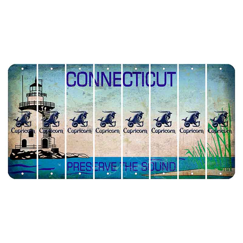 Connecticut Preserve the Sound Cut License Plate Strips (Set of 8) Zodiac Sign - Capricorn