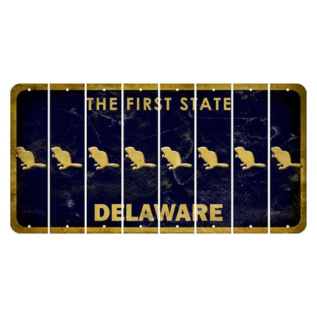 Delaware The First State Cut License Plate Strips (Set of 8) Beaver