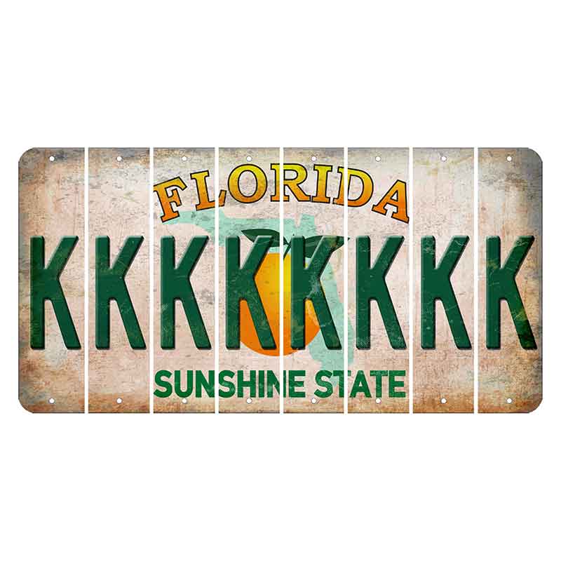 Florida Citrus Orange Cut License Plate Strips (Set of 8) K