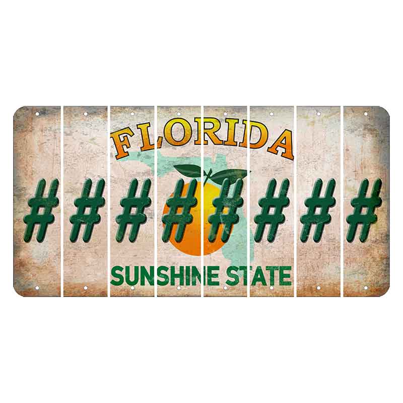 Florida Citrus Orange Cut License Plate Strips (Set of 8) Hashtag