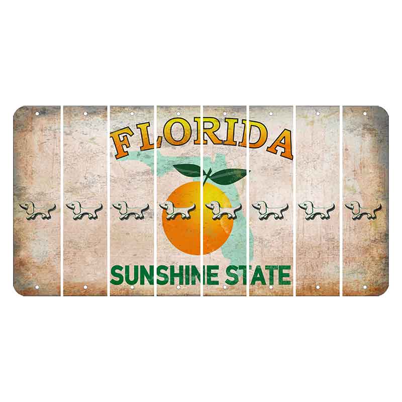 Florida Citrus Orange Cut License Plate Strips (Set of 8) Dog