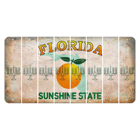 Florida Citrus Orange Cut License Plate Strips (Set of 8) Menorah