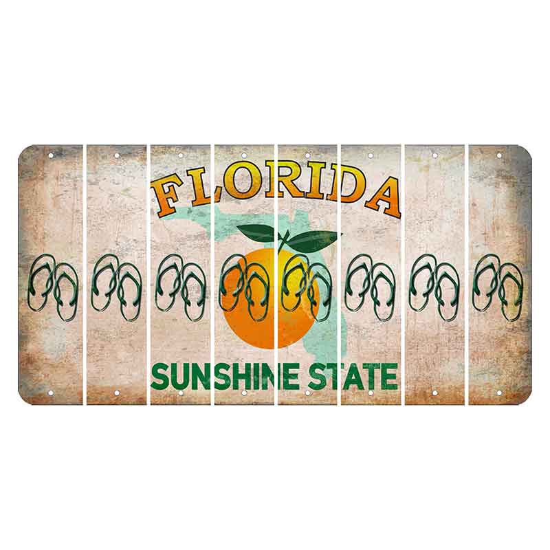 Florida Citrus Orange Cut License Plate Strips (Set of 8) Flip Flops