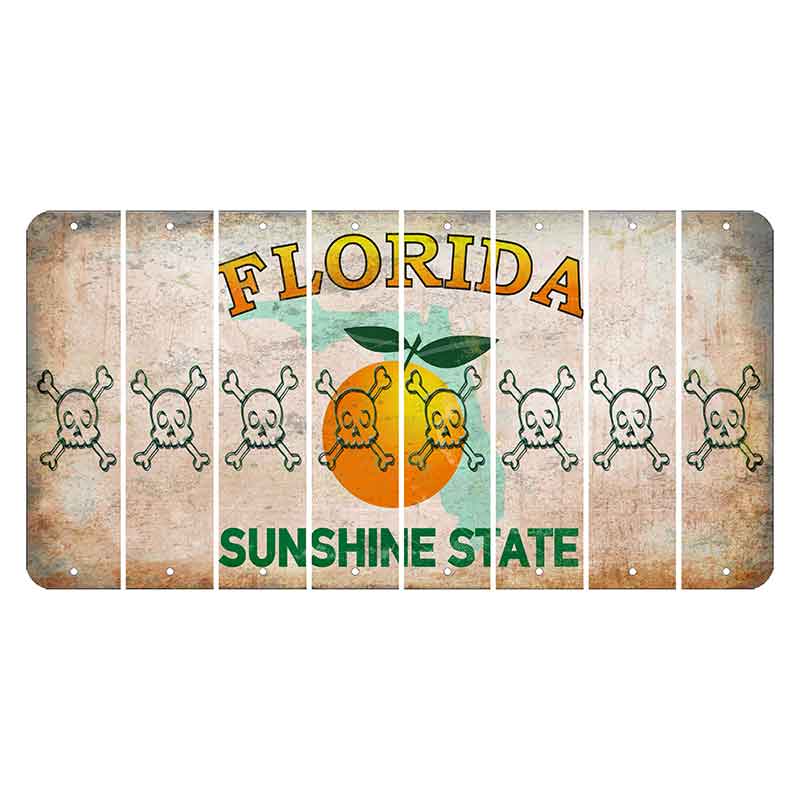 Florida Citrus Orange Cut License Plate Strips (Set of 8) Skull & Bones
