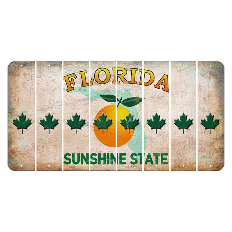 Florida Citrus Orange Cut License Plate Strips (Set of 8) Maple Leaf