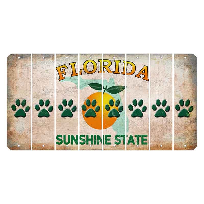 Florida Citrus Orange Cut License Plate Strips (Set of 8) Dog Paw