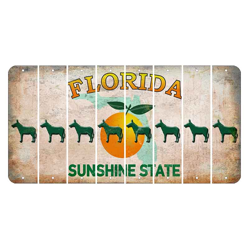 Florida Citrus Orange Cut License Plate Strips (Set of 8) Donkey