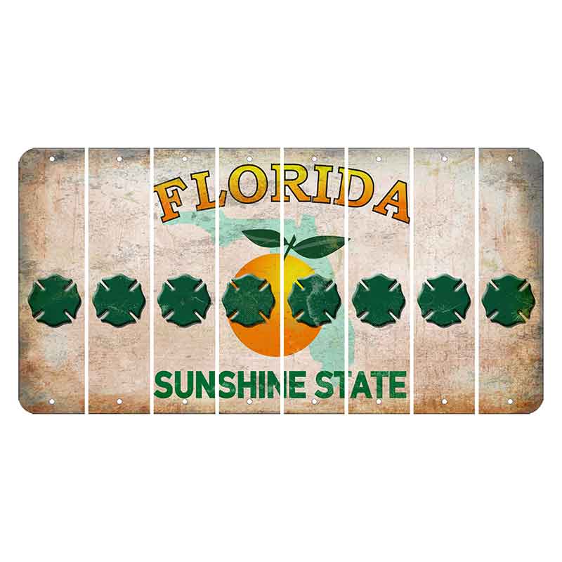 Florida Citrus Orange Cut License Plate Strips (Set of 8) Fire Badge